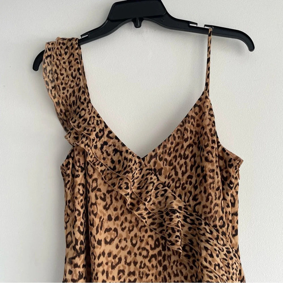 New! Charles Henry Brown Leopard Print Tiered Ruffle Dress nwt 22417 - Picture 4 of 11